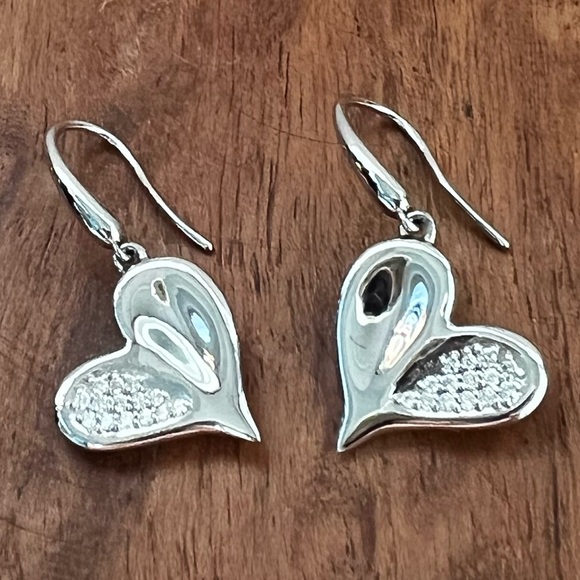 Judith Ripka Fine Jewelry Eros Diamond Heart Drop Earrings - Picture 5 of 10